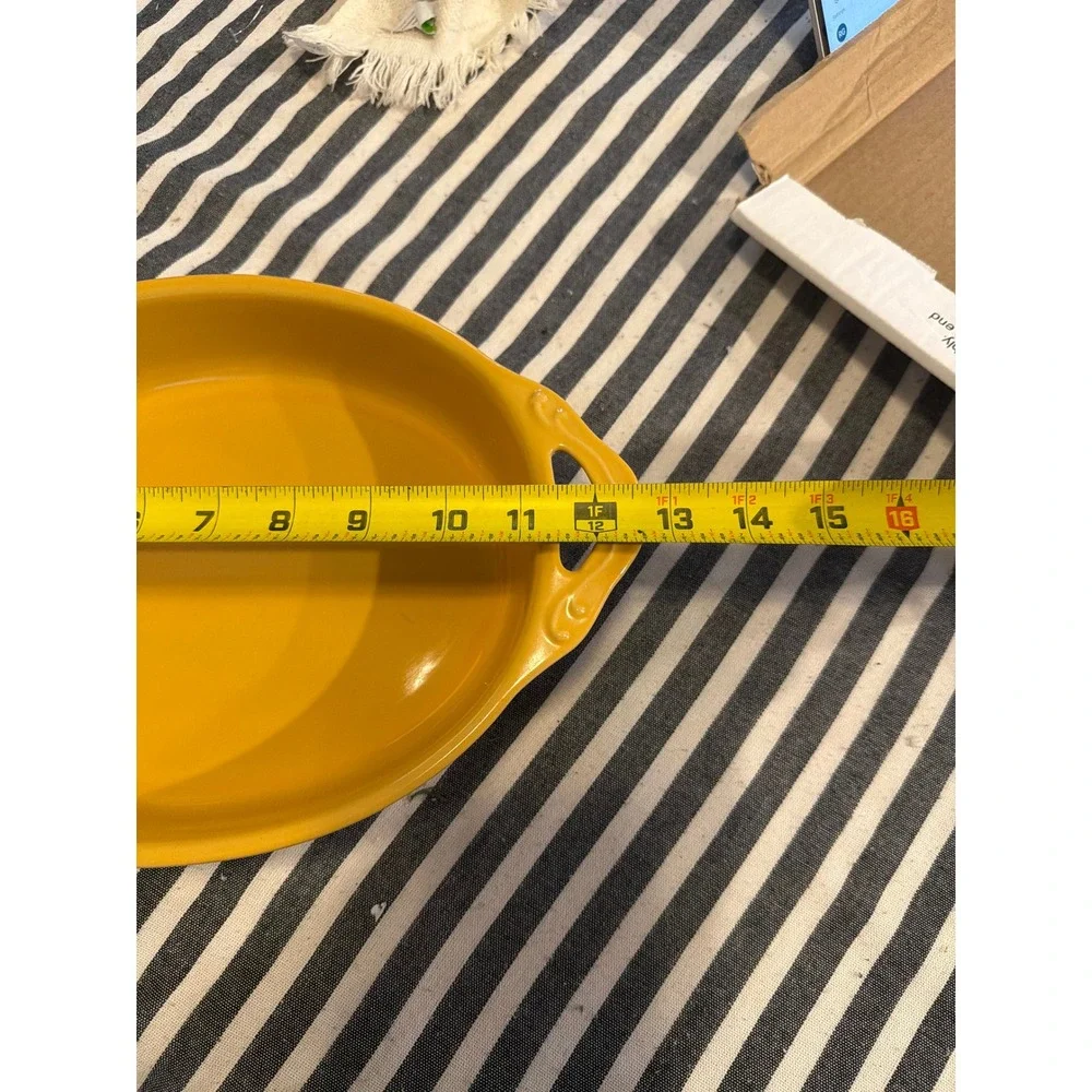 Cerutil Stoneware Mustard Yellow Oval Baking Dish Made in Portugal 12.5 Inch
